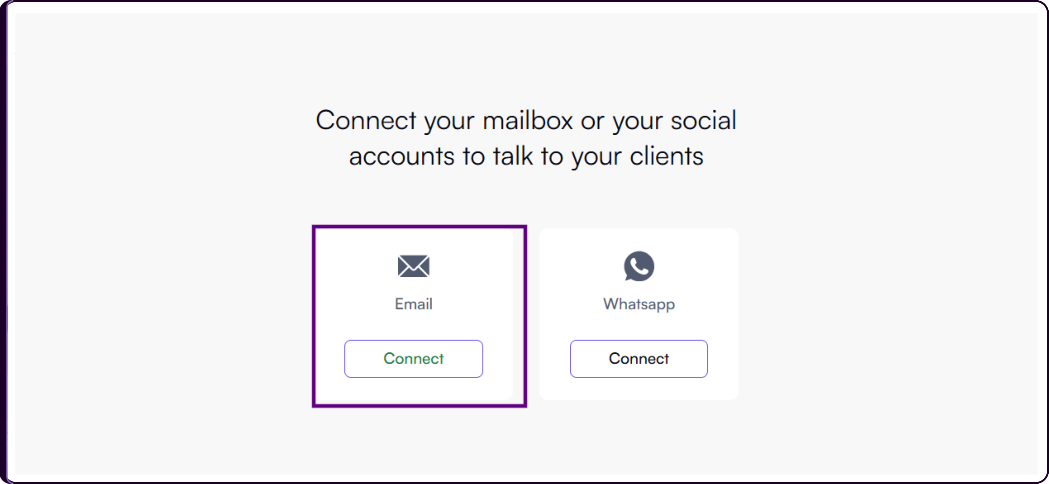 Conversations dashboard showing the Connect Email option